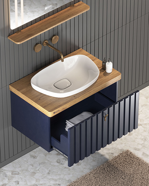 Wood and PVC vanity cabinet model L-014